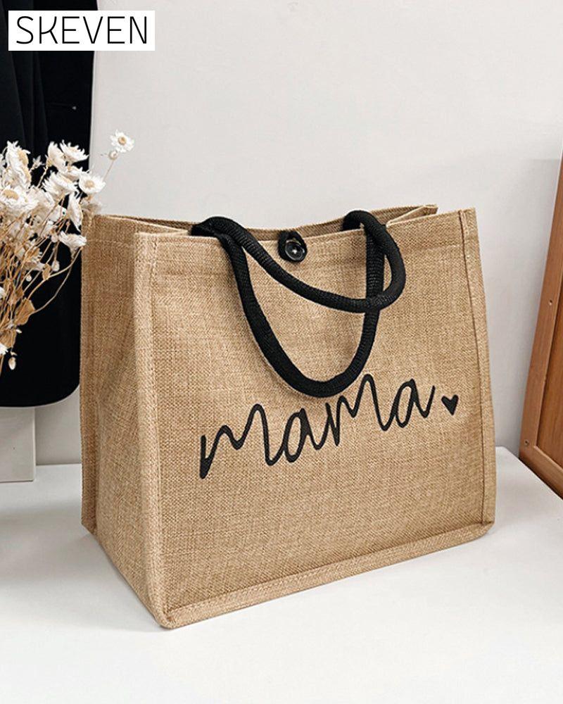 Tragbare Leinen-Schultertasche mit großem Fassungsvermögen