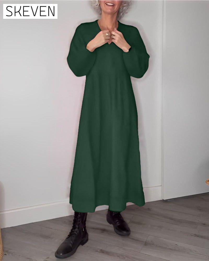 V-neck Elegant Long Sleeve dress Green 2022 f/w 2023 F/W 23BF casual dresses Clothes Dresses spring
