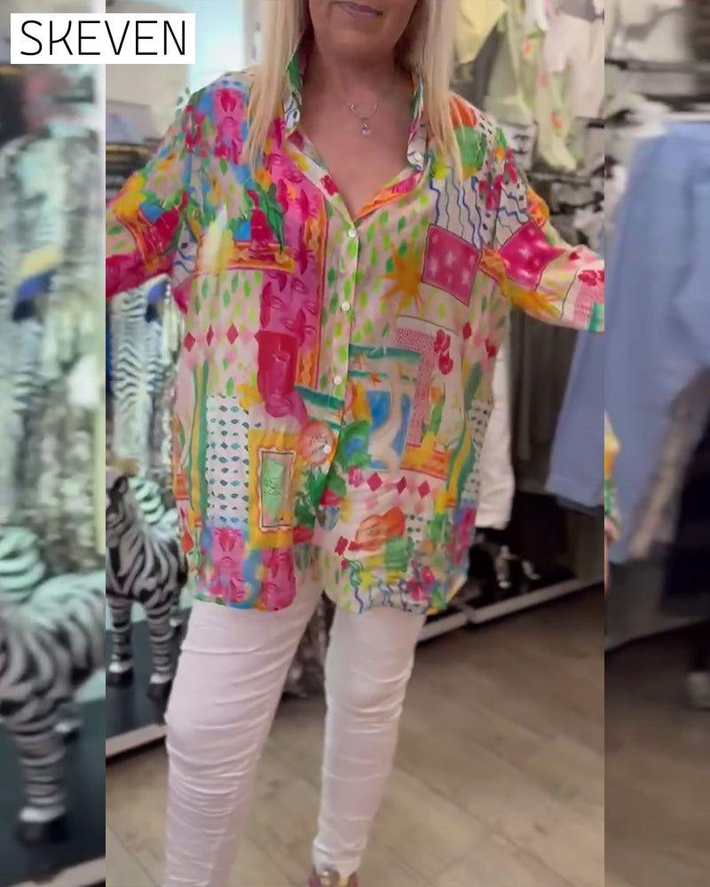 Colorful Stylish Lapel Shirt