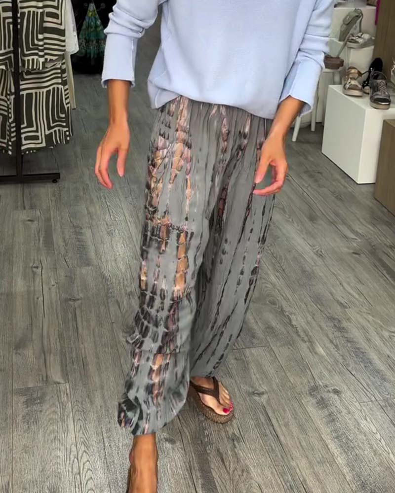 Tie-Dye Print Wide Leg Harem Pant