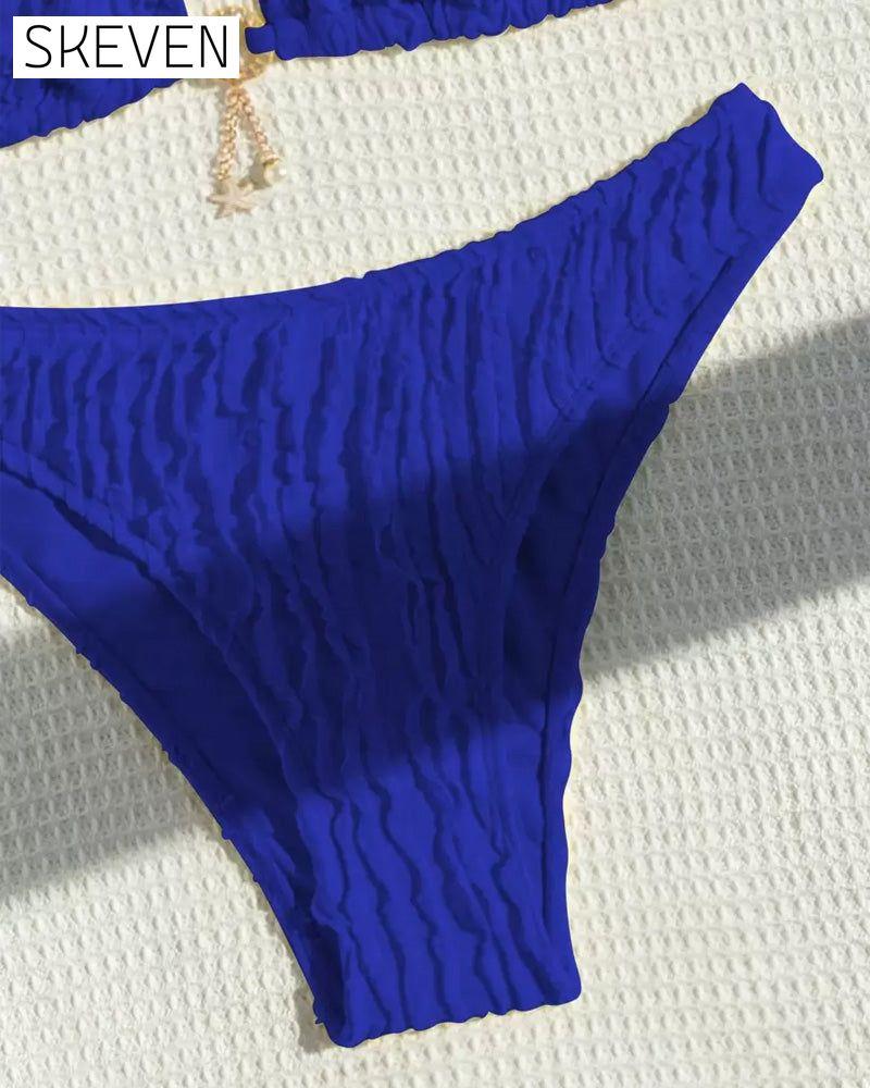 Sexy einfarbiger zweiteiliger Triangel-Bikini