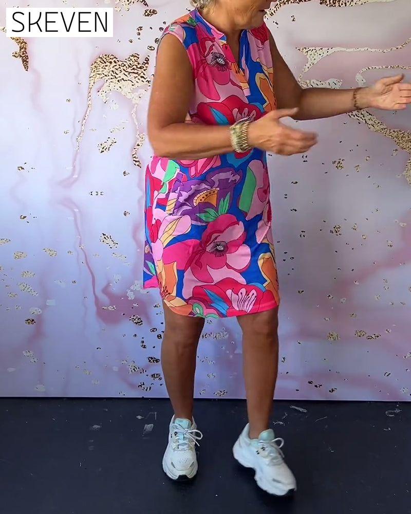 Sleeveless floral print dress