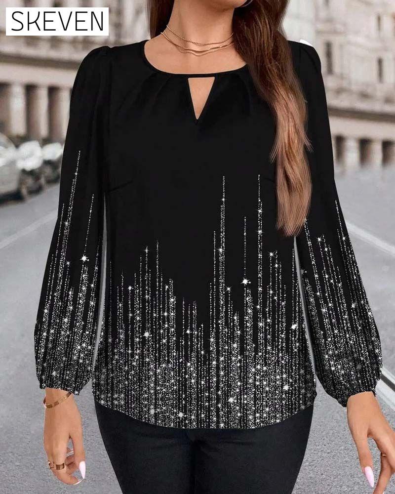 Lässiges bedrucktes Langarm-T-Shirt
