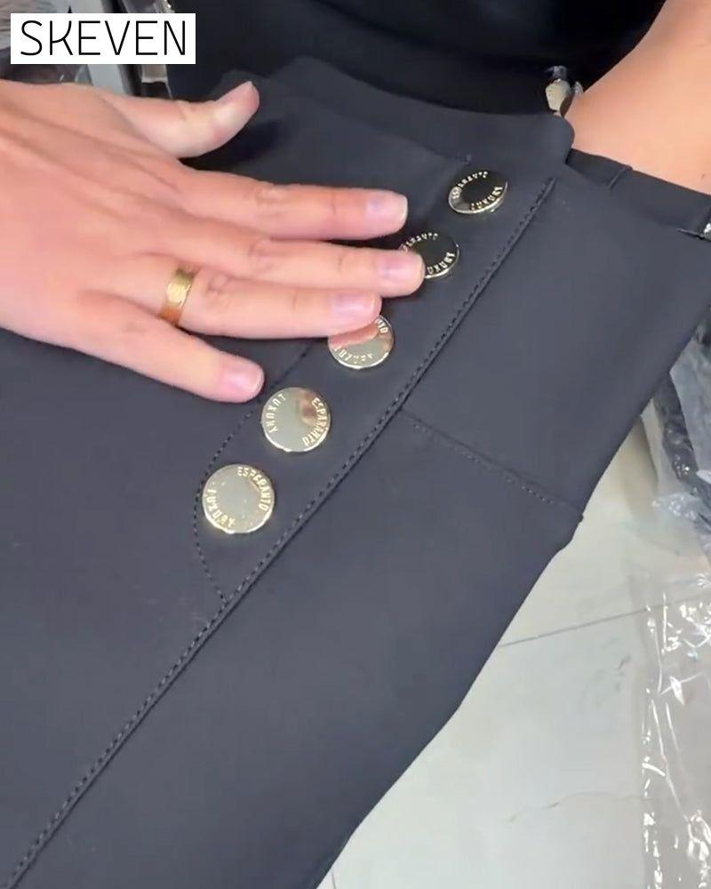 Stylish Button-Up Stretch Pants