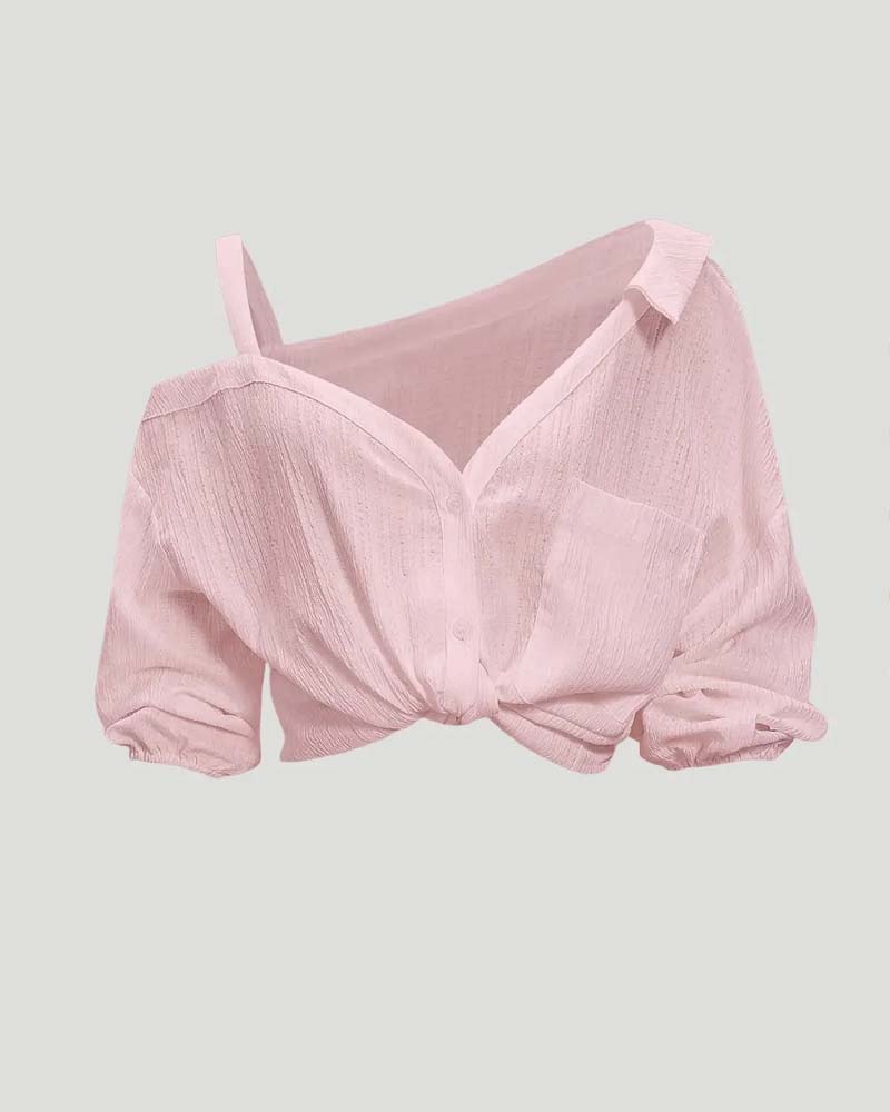One-Shoulder Strap Twist Blouse