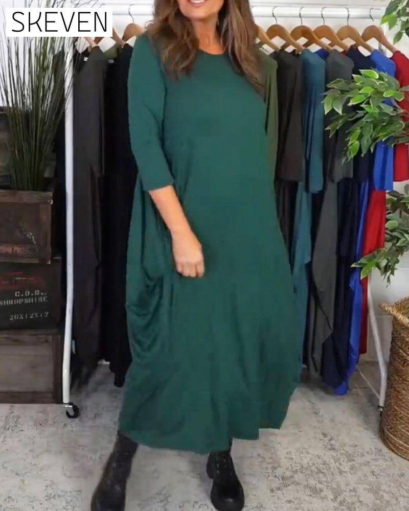 Simple solid color casual dress