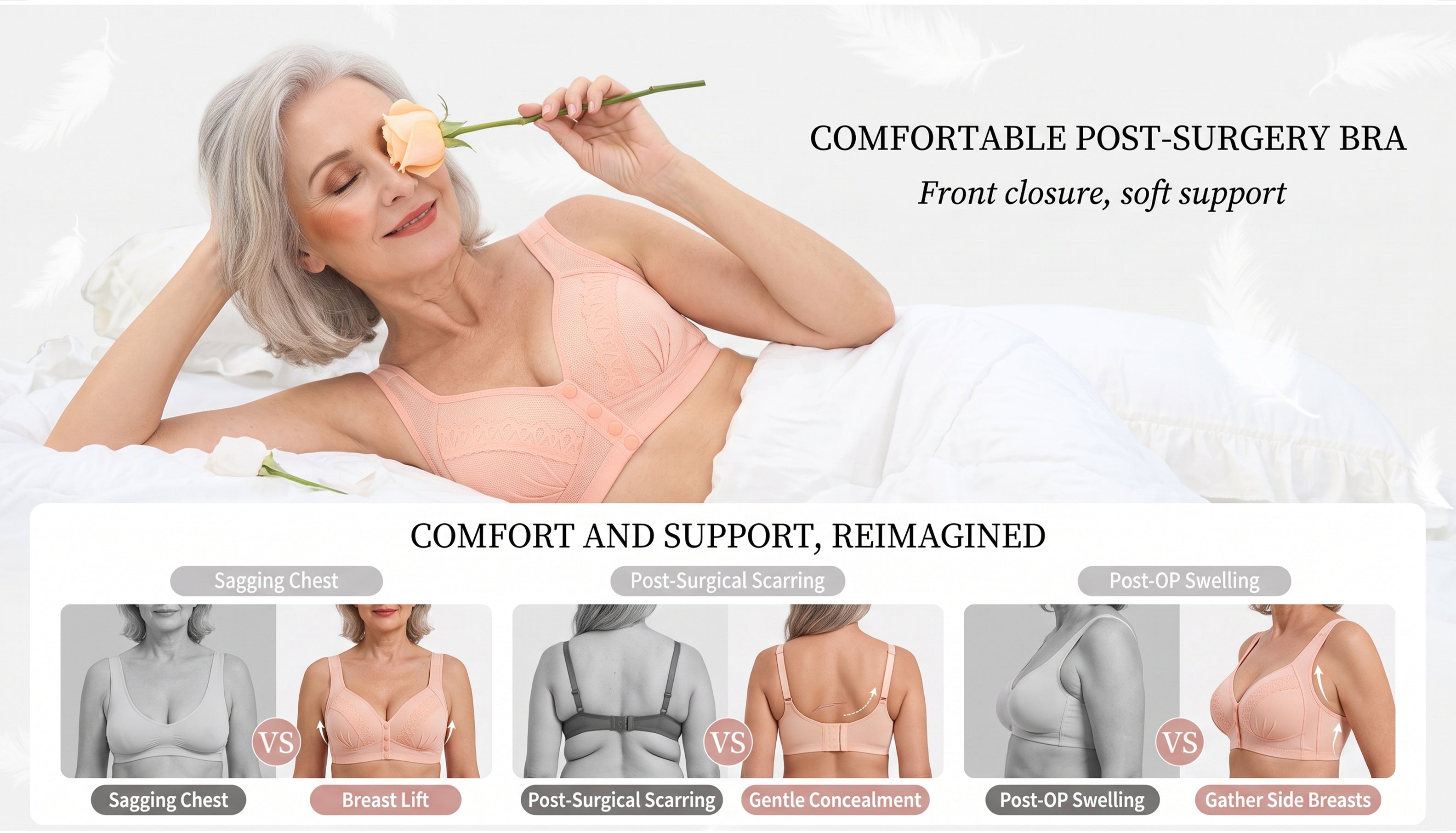 💥LAST DAY SALE ONLY ￡7.99!!💘CloudComfort™ Front-Button Cotton Bra – Breathable • Wire-Free • All-Day Support • Non-Padded & Skin-Friendly 🌿