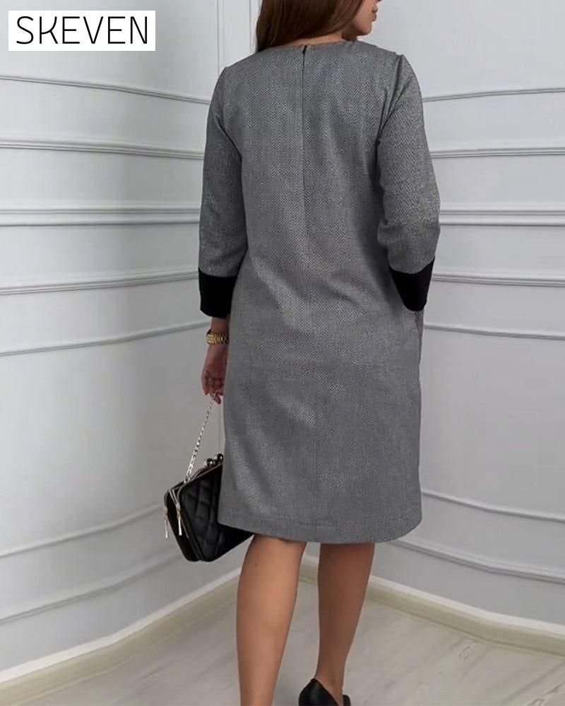Casual Pocket Dress with Peter Pan Collar