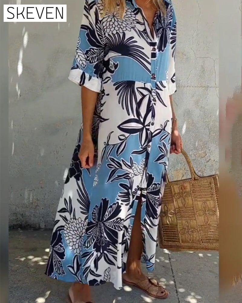 Lässiges Hemdkleid mit Blumenmuster 