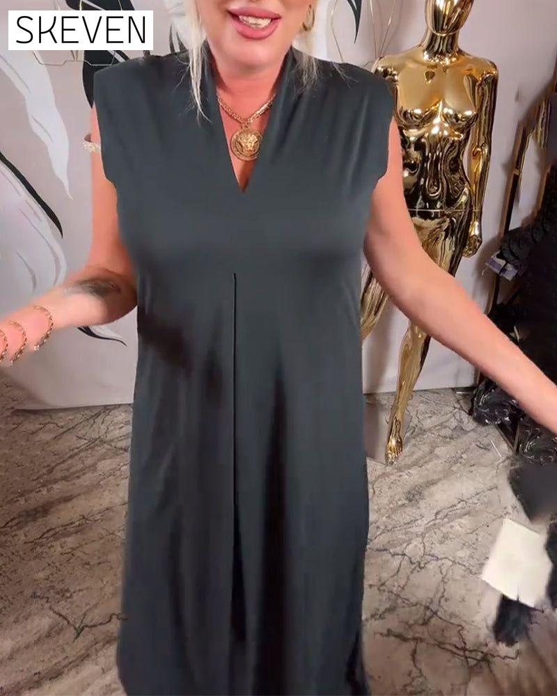 V-Neck Fashionable Sleeveless Dress