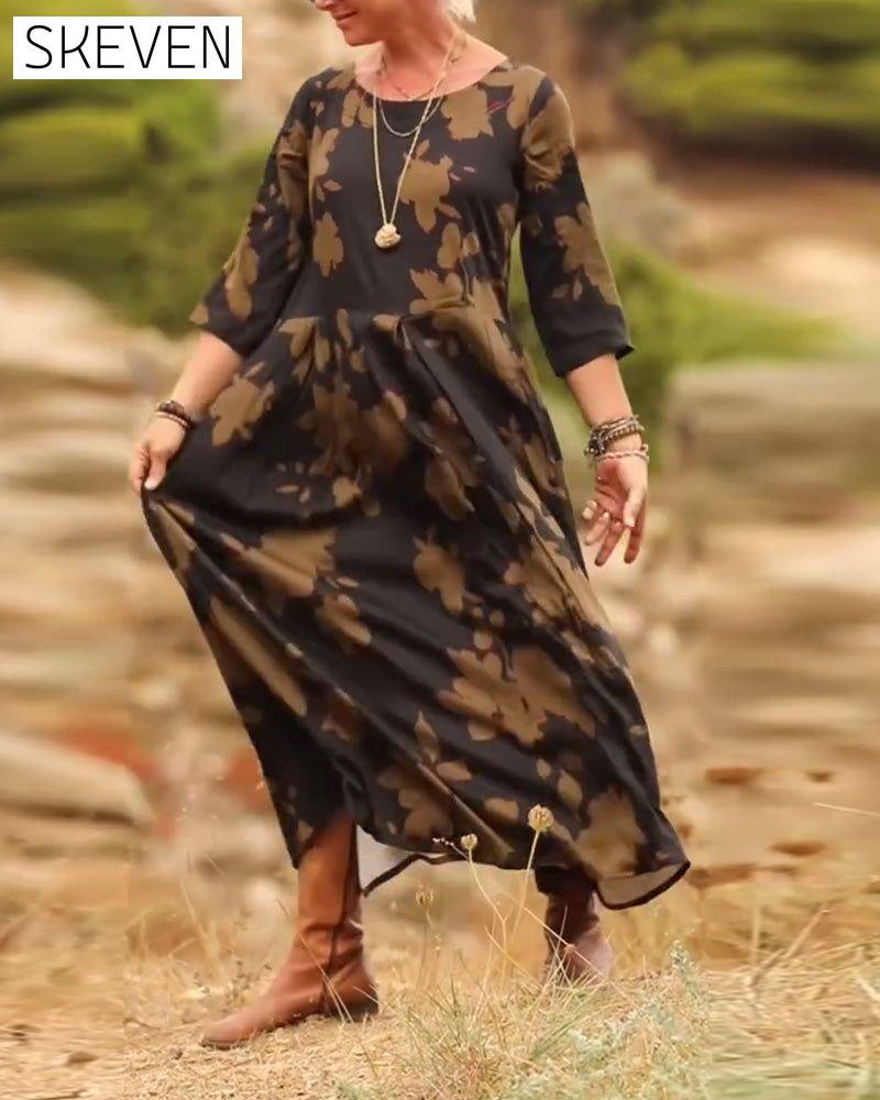 Temperament Retro Printed Dress