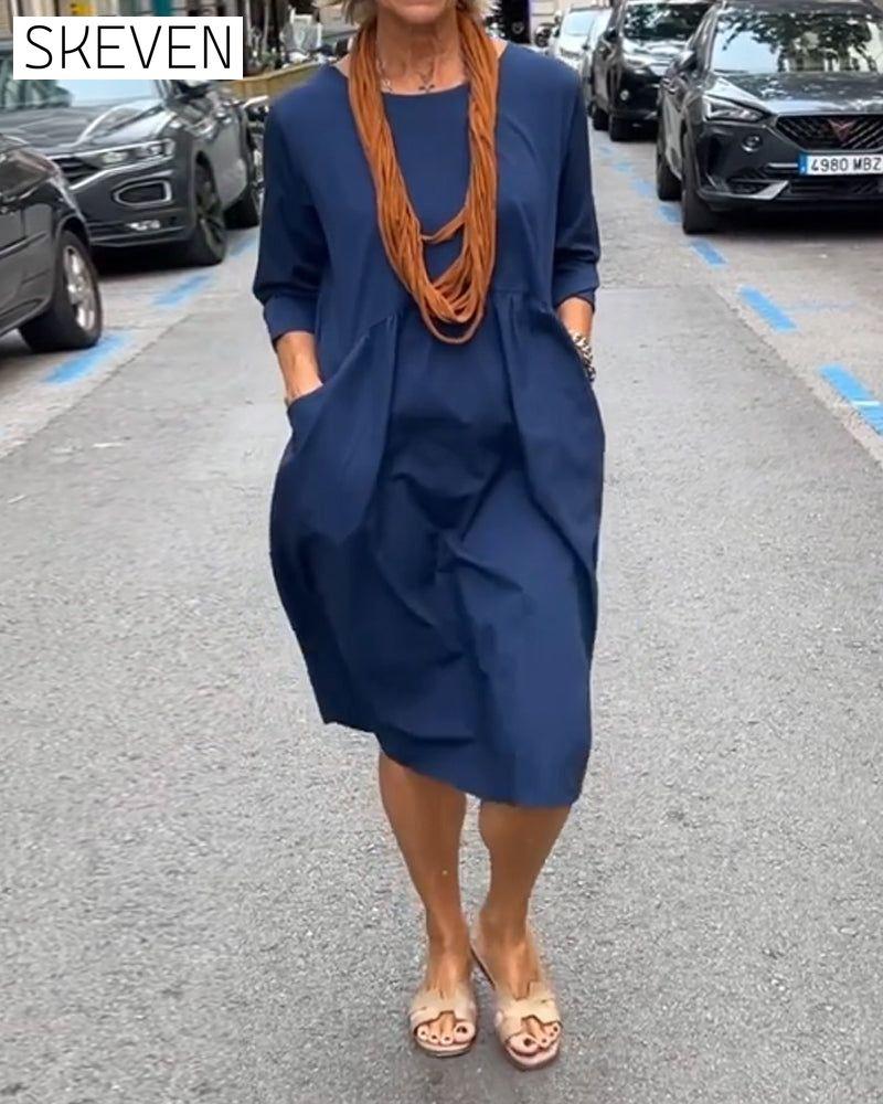 Round neck dress with pockets 2023 f/w 23BF casual dresses Clothes Dresses spring