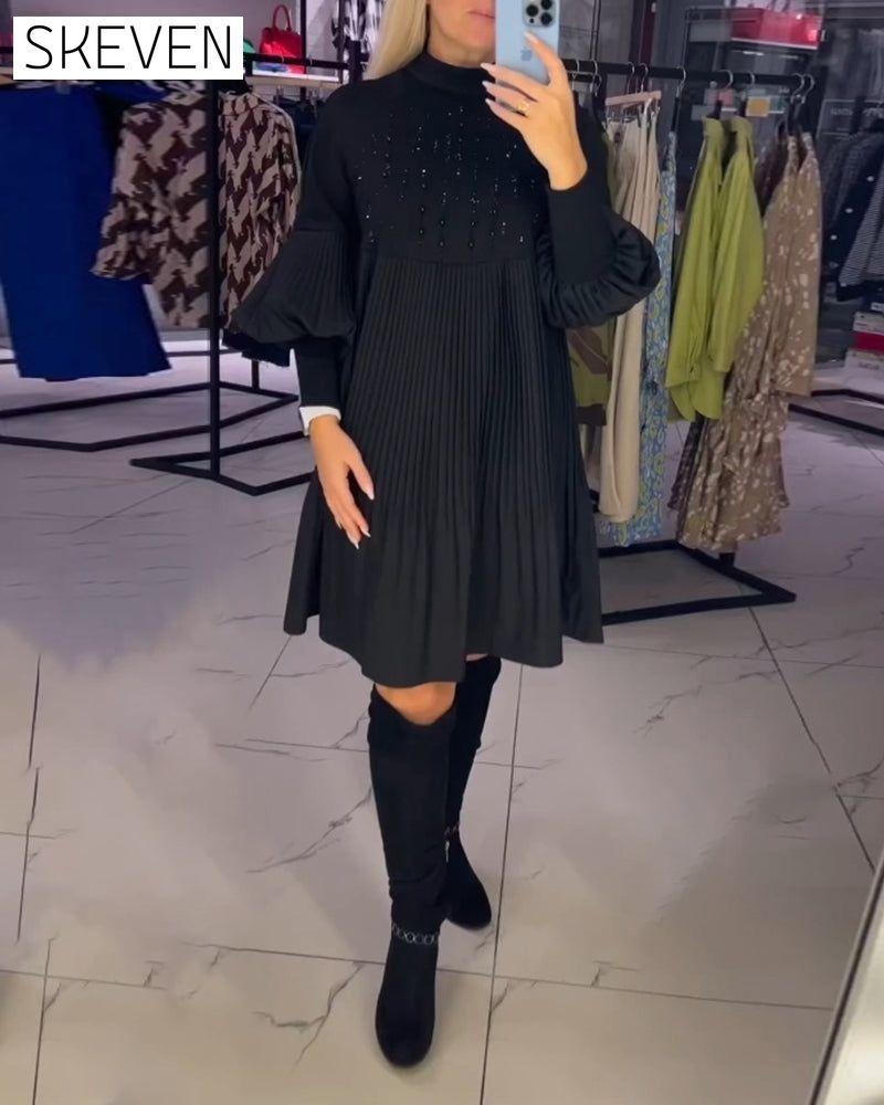 Balloon sleeve stand collar dress 2023 f/w 23BF casual dress