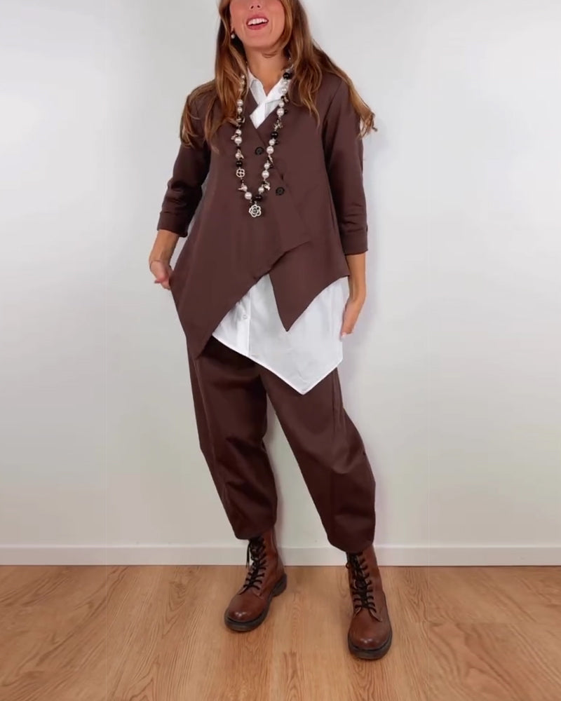 Irregular Solid Color Lapel Shirt