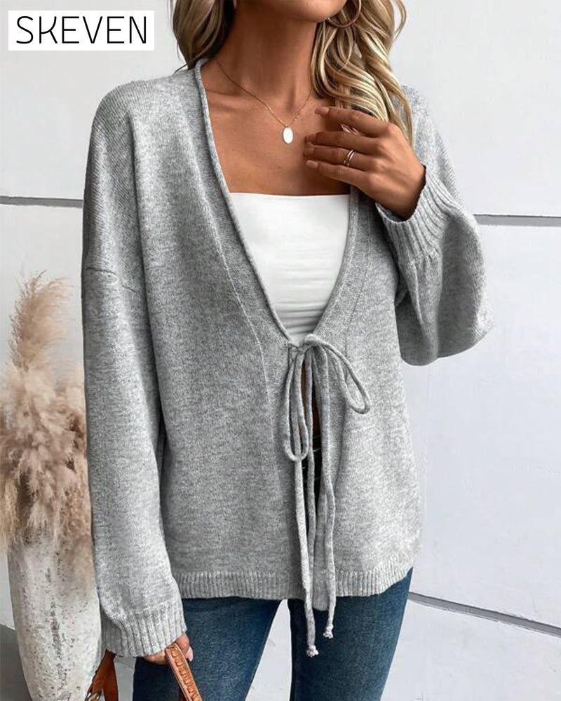 Solid color tie sweater 2023 f/w 23BF cardigans Clothes hoodies & sweatshirts SALE spring Tops/Blouses