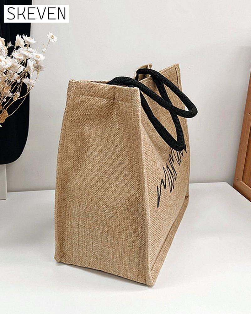 Tragbare Leinen-Schultertasche mit großem Fassungsvermögen