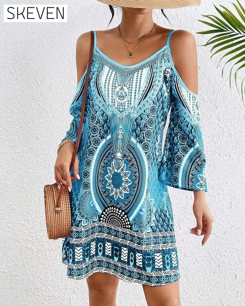 Strapless Off-the-shoulder Printed Shift Dress