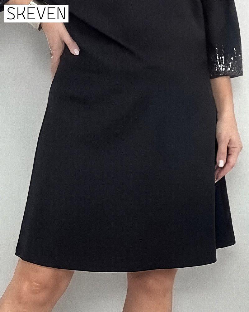 Three-Quarter Sleeve Rhinestone Dress