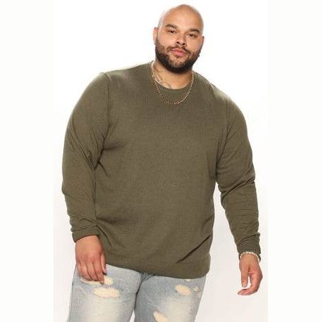 Mens Olive Green Crewneck Sweater