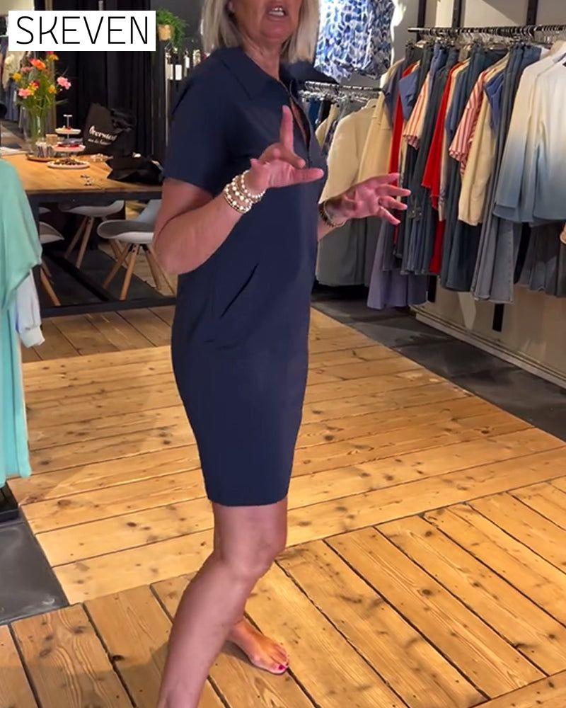 Lapel Zipper Dress
