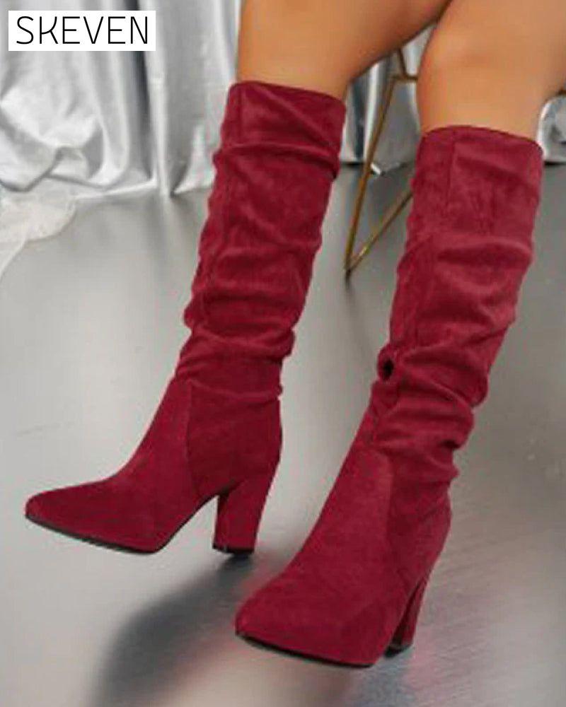 💥Neu eingetroffen und jetzt heiß begehrt: Elegante, einfarbige Damen-Stiefeletten mit hohem Absatz.