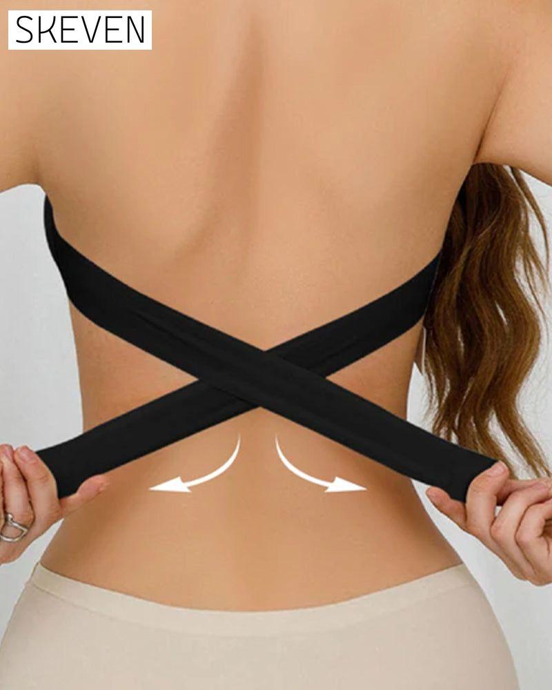 Soutien-gorge sans bretelles et sans armatures avec fermeture croisée sur les côtés