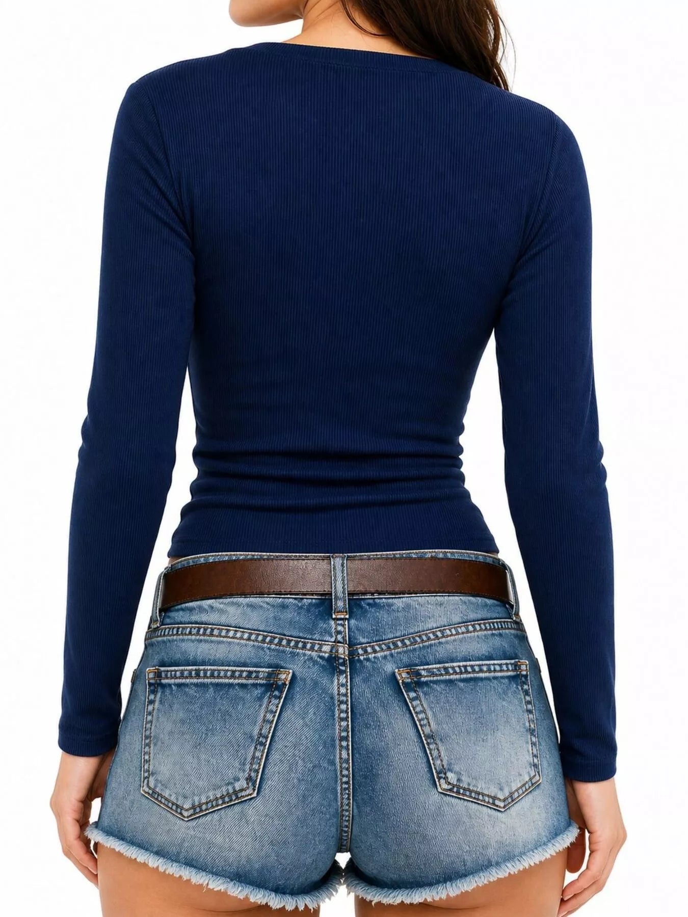 Lace Trim Slim Fit Long Sleeve T-Shirt