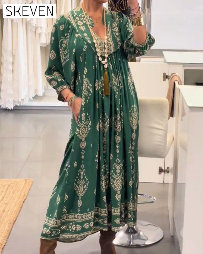 Casual Print Loose Pocket Dress