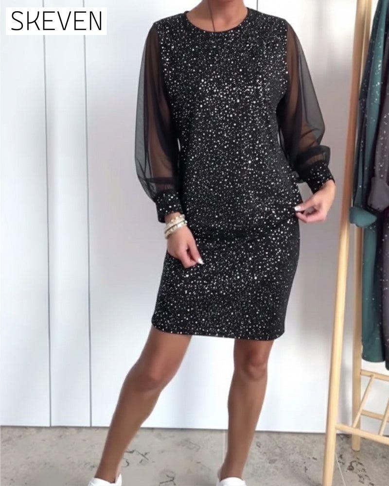 Fashionable Long-Sleeved Shimmering Bodycon Dress
