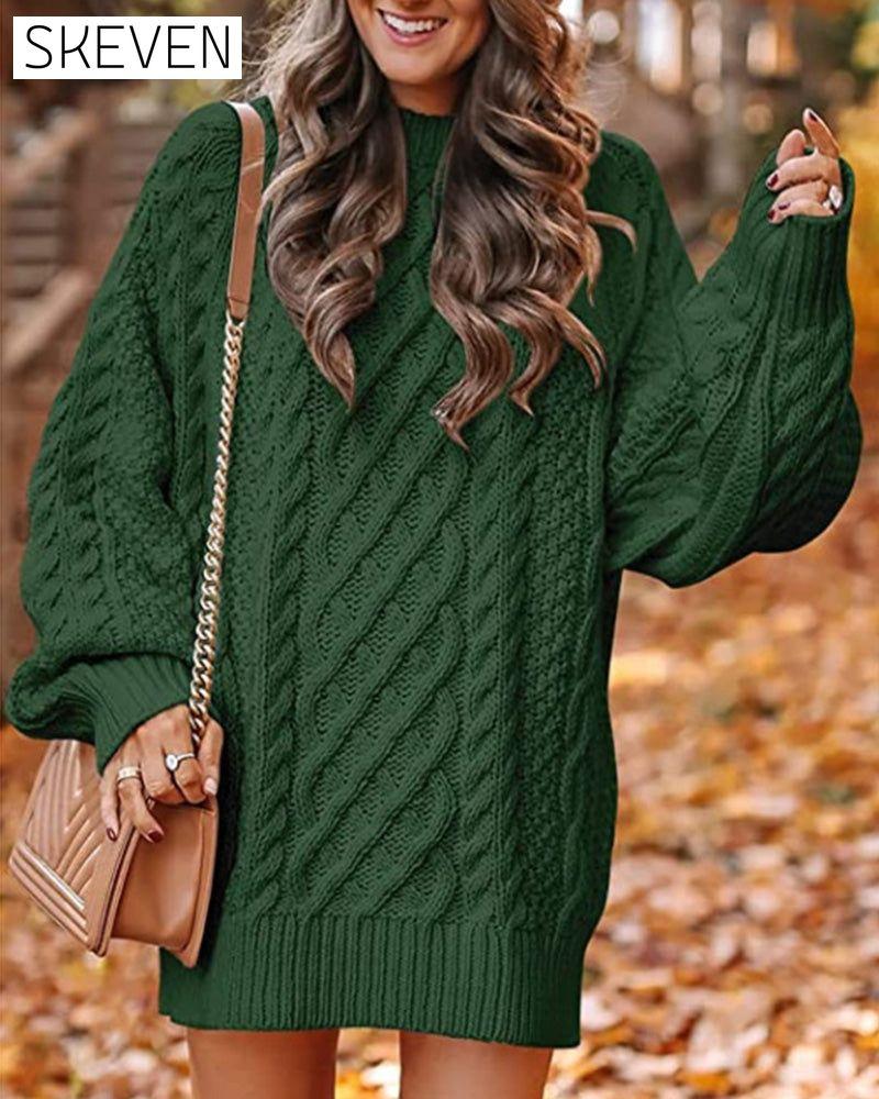 Solid color long sleeve loose pullover sweater