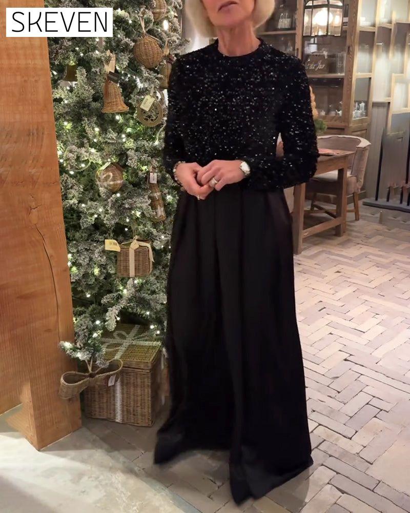 Elegantes, bodenlanges Paillettenkleid