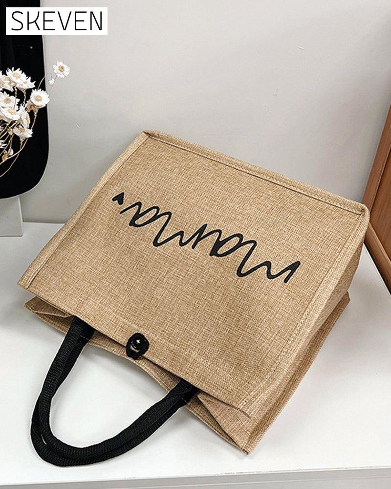 Tragbare Leinen-Schultertasche mit großem Fassungsvermögen