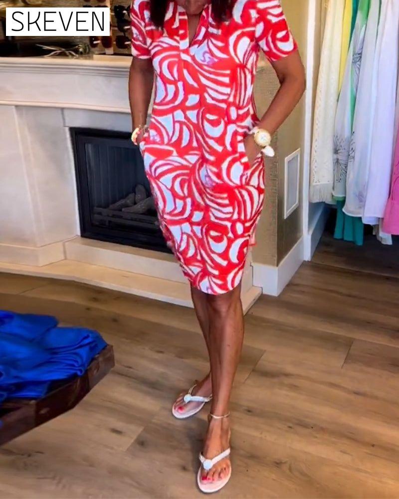 Lässiges Kurzarmkleid mit Print