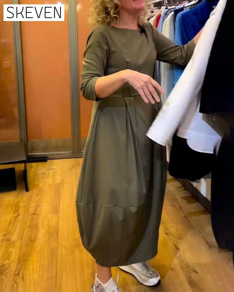 Round Neck 2/3 Sleeve Dress