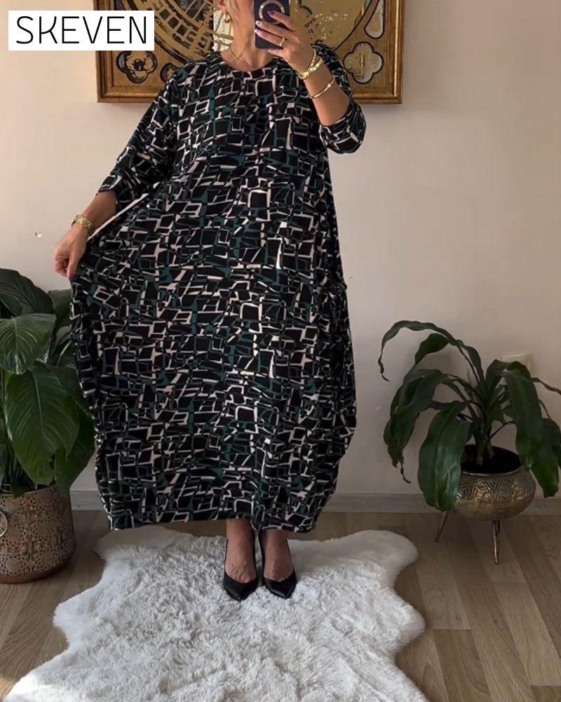 robe à manches longues style rétro