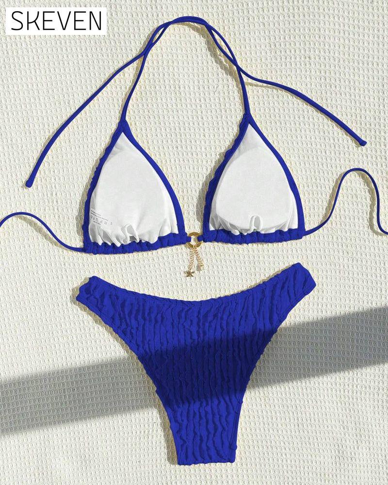 Sexy einfarbiger zweiteiliger Triangel-Bikini
