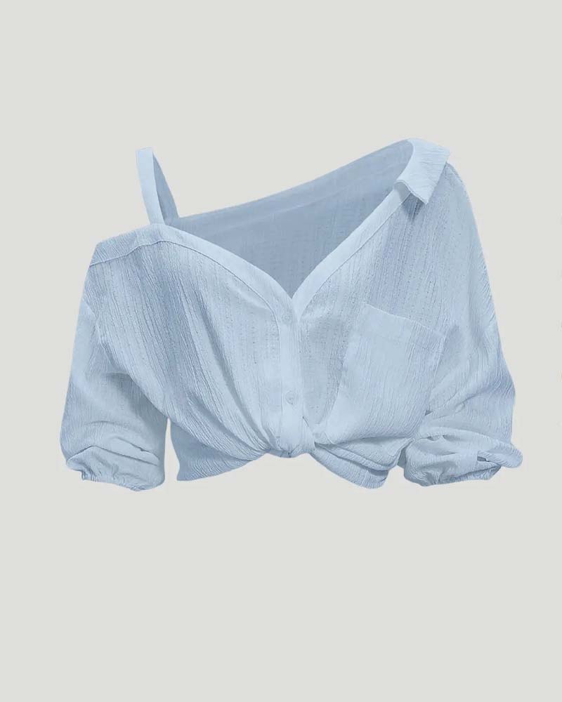 One-Shoulder Strap Twist Blouse