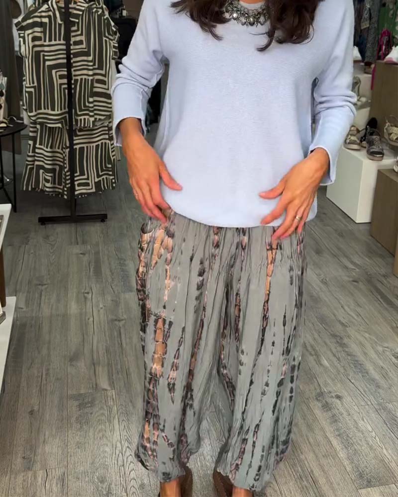 Tie-Dye Print Wide Leg Harem Pant