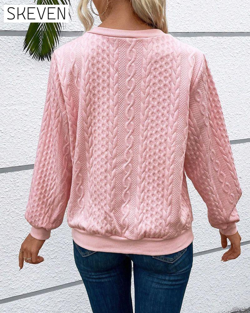 Casual solid color long sleeve zipper sweatshirt