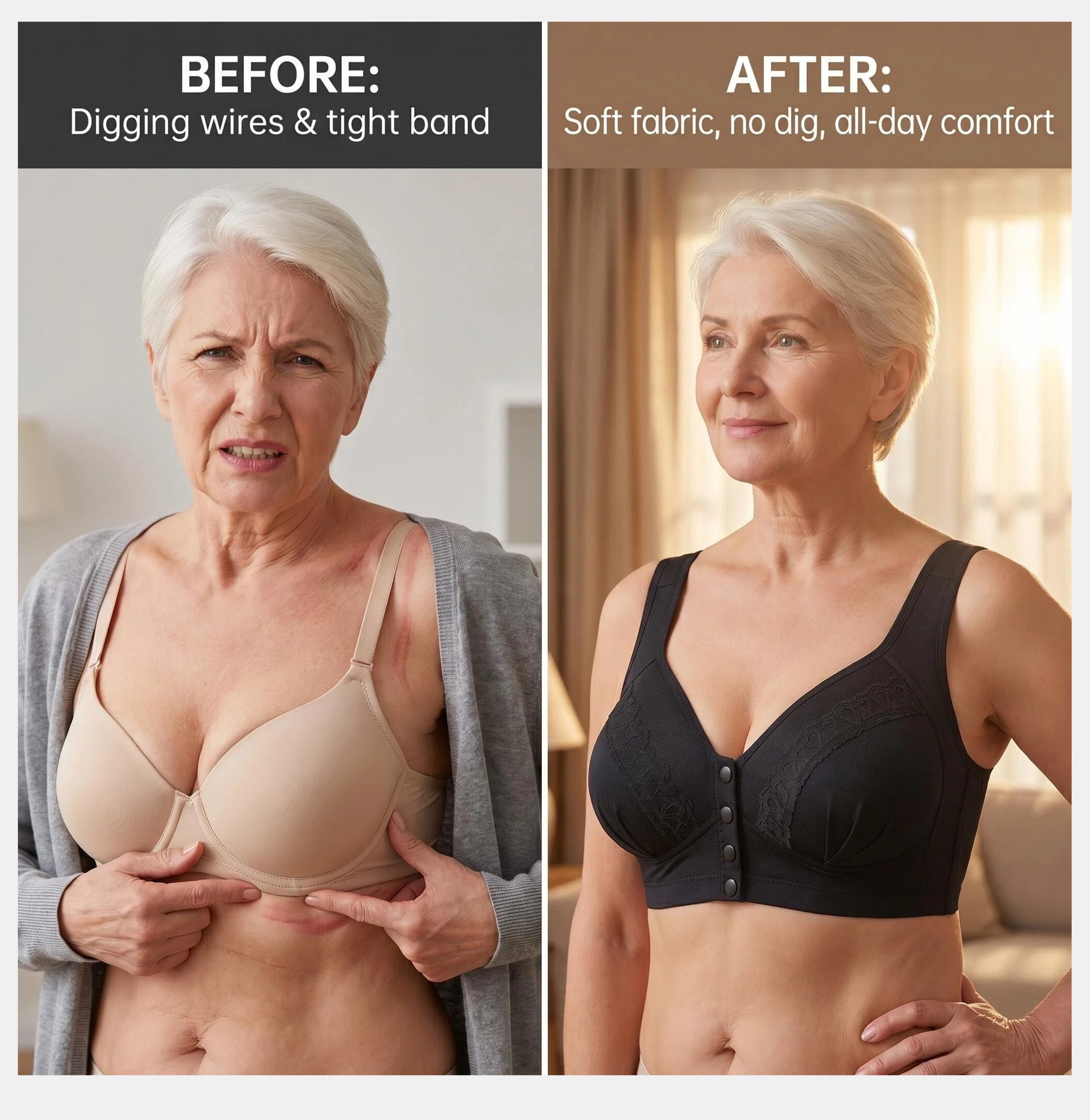 💥LAST DAY SALE ONLY ￡7.99!!💘CloudComfort™ Front-Button Cotton Bra – Breathable • Wire-Free • All-Day Support • Non-Padded & Skin-Friendly 🌿