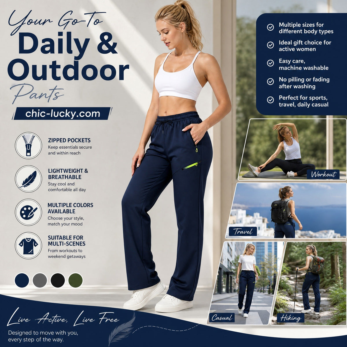 🔥LAST DAY SALE 50% OFF!!🔥Women’s Straight-Leg Cargo Trousers – Elastic Waist, 6-Pocket Casual Pants for Work, Travel & Everyday Wear 👖✨