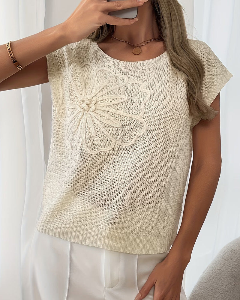 Solid-Color Crew-Neck Knit Jumper