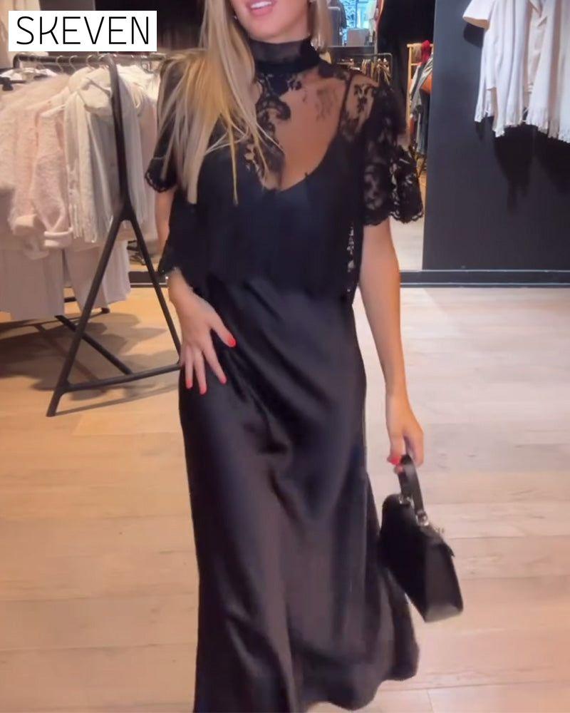 Ensembles chemisier en dentelle et résille et robe nuisette drapée