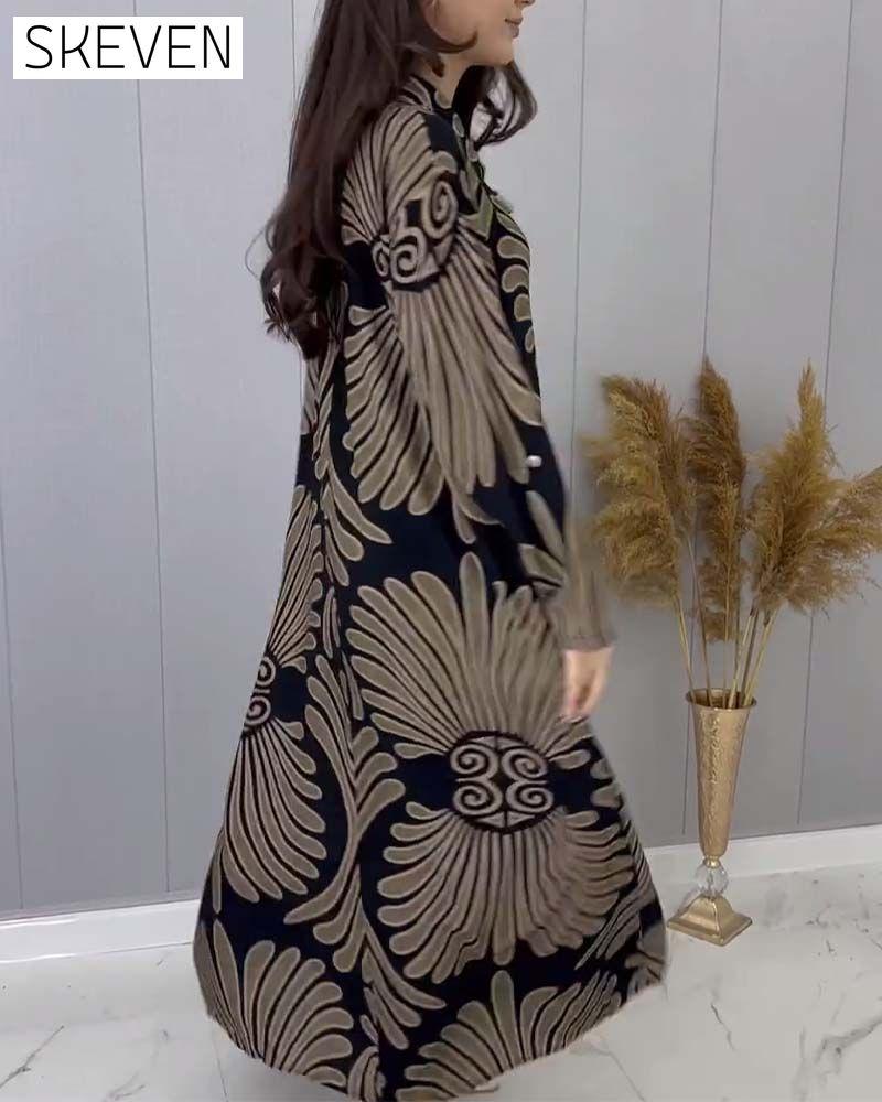Retro loose dress with lapel 2024 f/w casual dresses spring