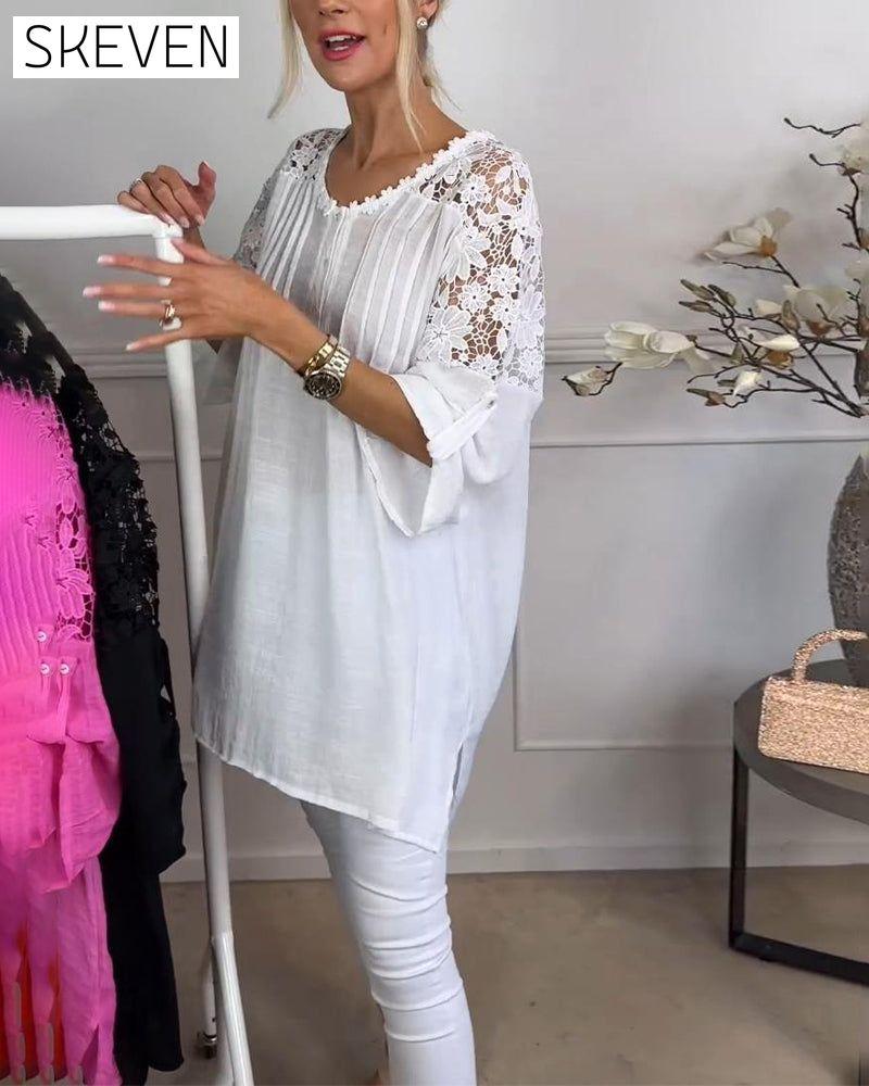 Pressed lace hollow casual blouse blouses & shirts spring summer