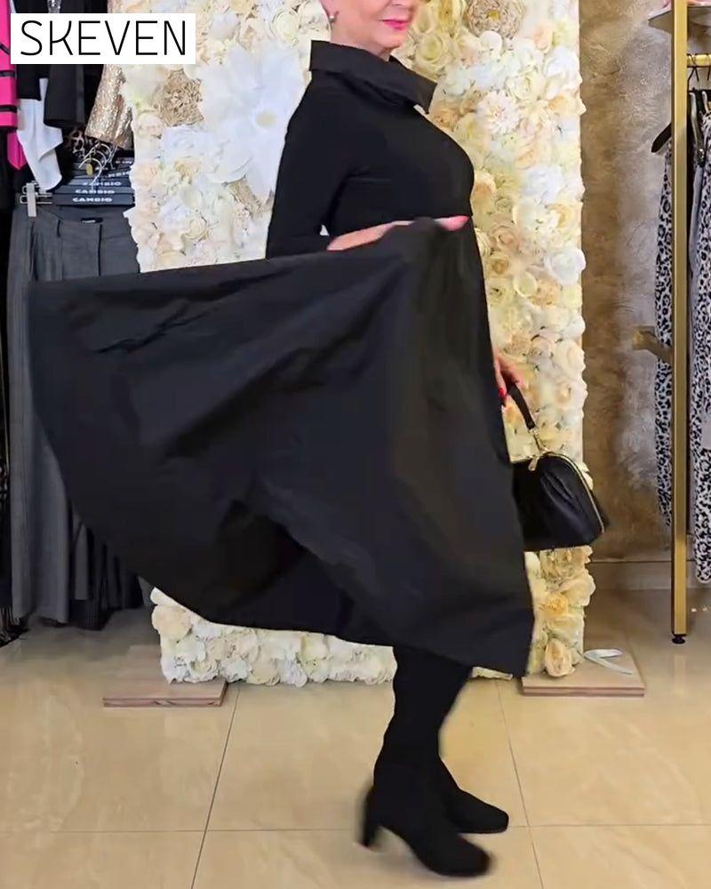 Modisches, einfarbiges A-Linien-Kleid für die Straße