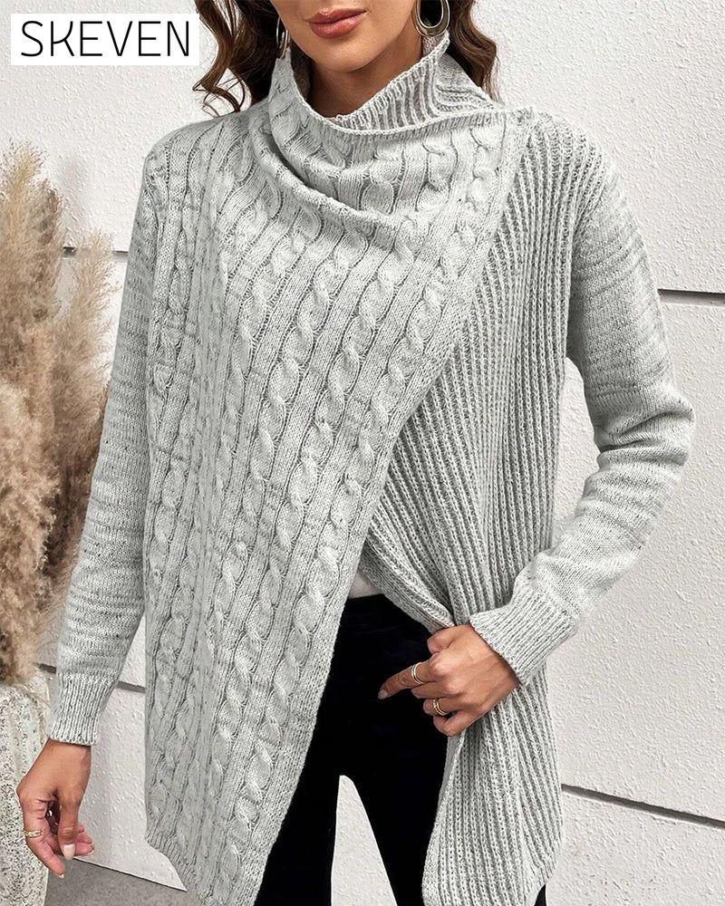Slit solid color casual sweater