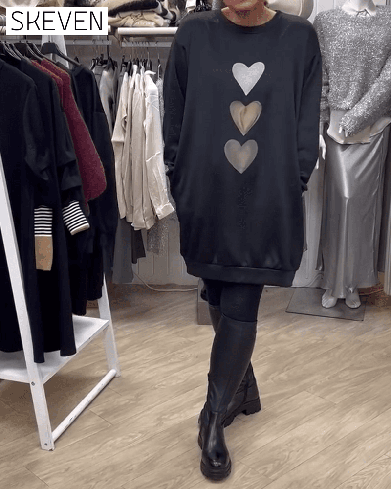 Casual Heart Pattern Shift Dress