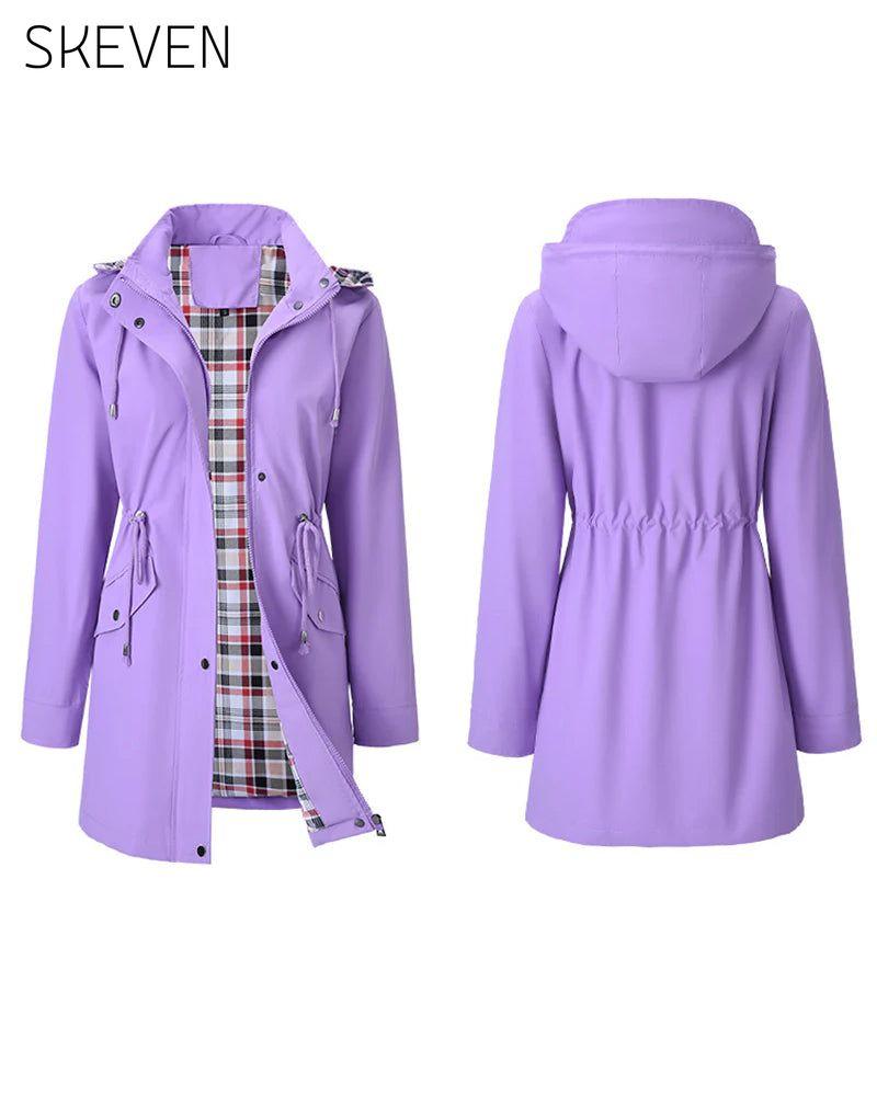 Wasserdichte, lange Trenchcoats mit Kapuze für Damen