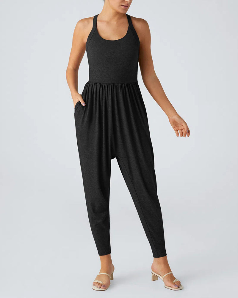 Women's Backless Cuffed Jumpsuit